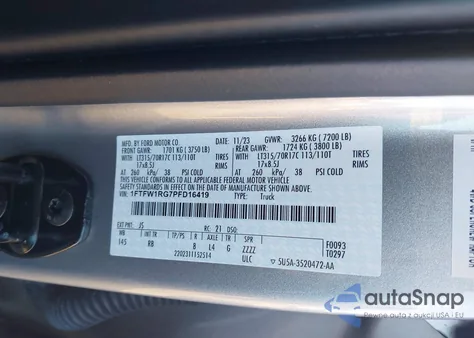 2023 Ford F-150 Raptor from USA, damaged, VIN 1FTFW1RG7PFD16419